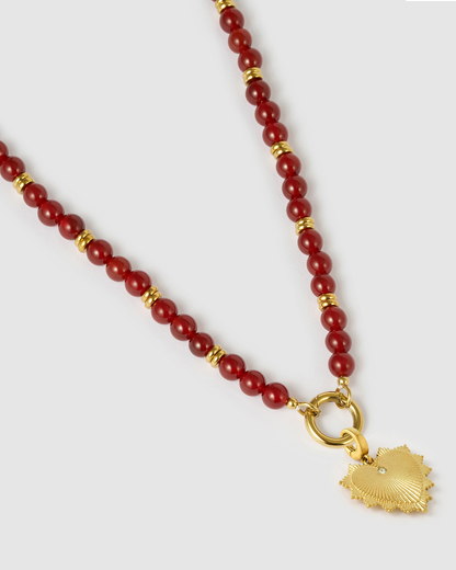 Velvet Charm Necklace - Red Agate