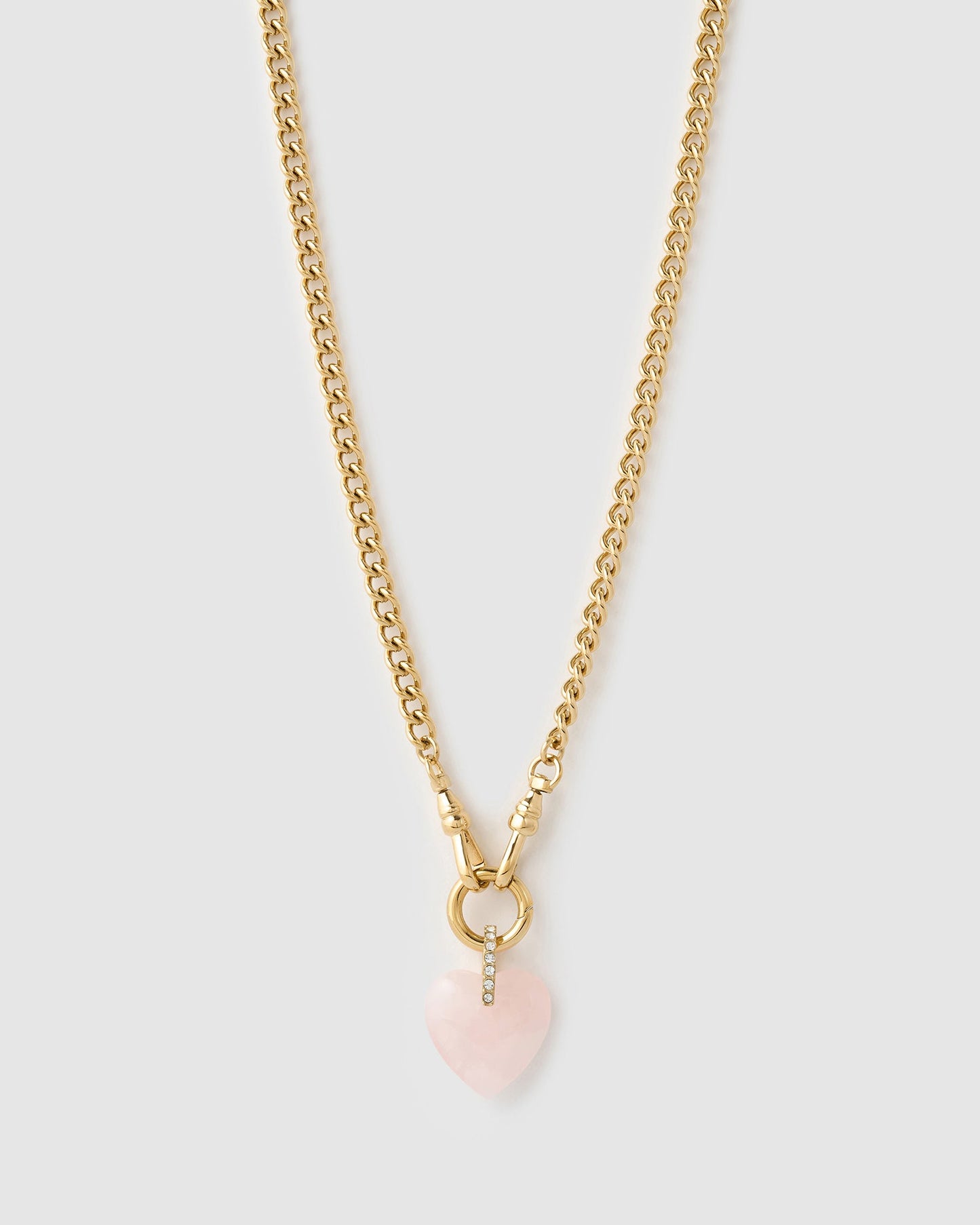 Violet Heart Necklace - Rose Quartz