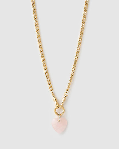 Violet Heart Necklace - Rose Quartz