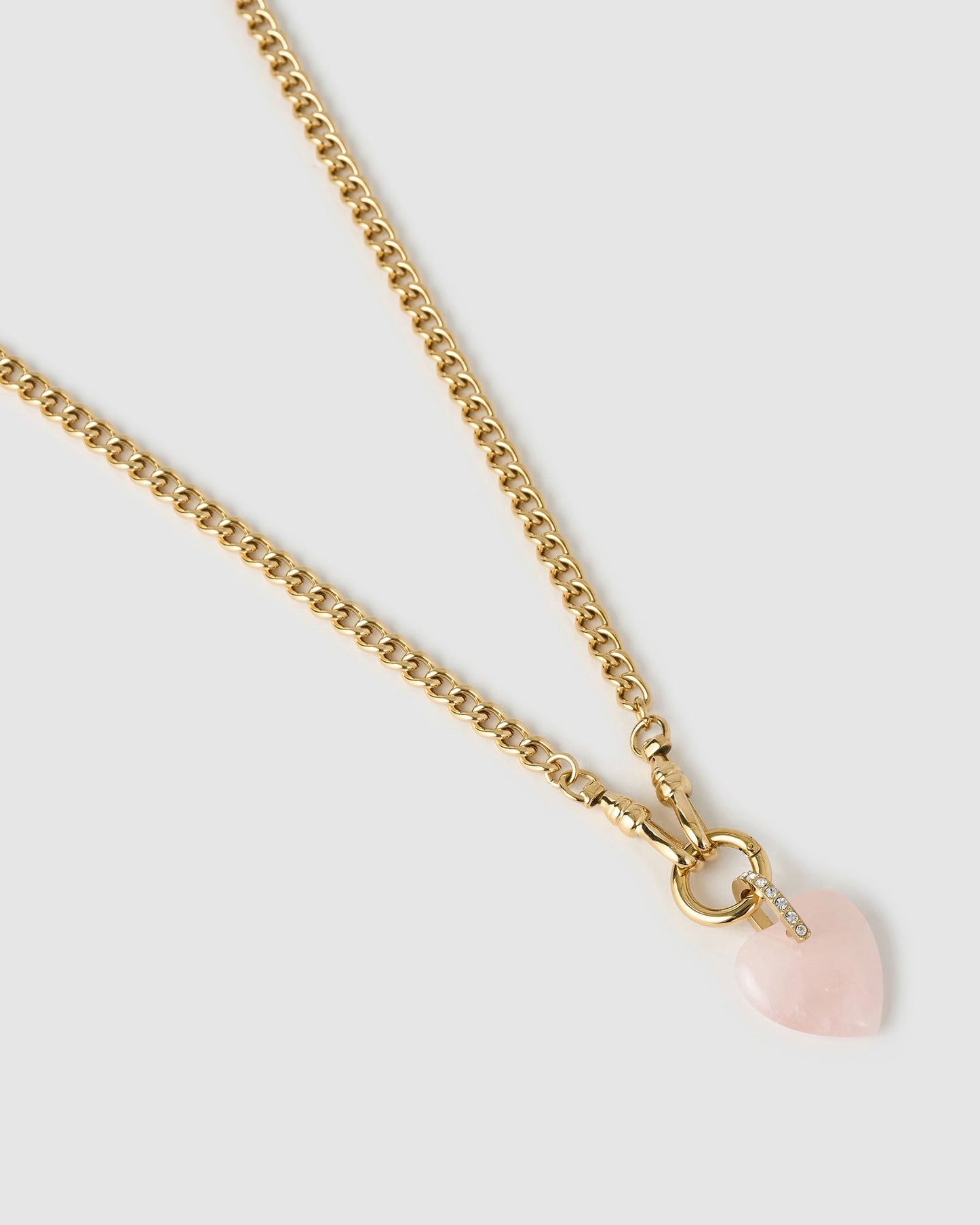 Violet Heart Necklace - Rose Quartz