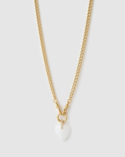 Violet Heart Necklace - White Agate