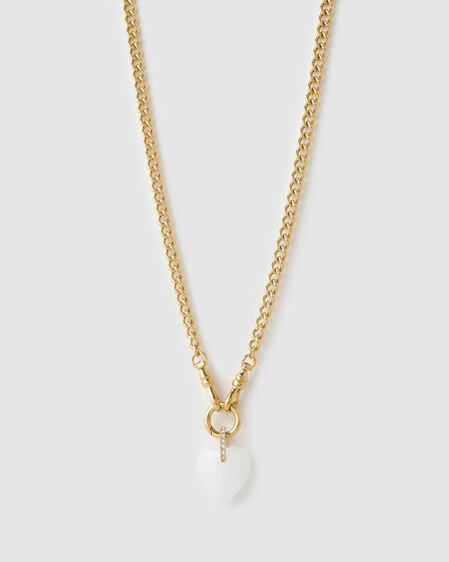 Violet Heart Necklace - White Agate