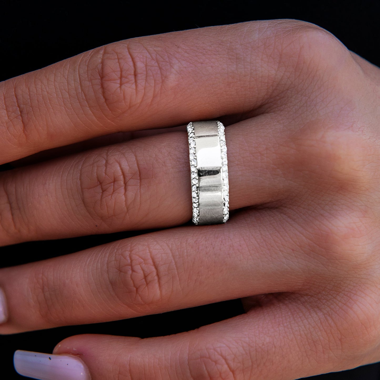 Diamond Edge Ring in White Gold