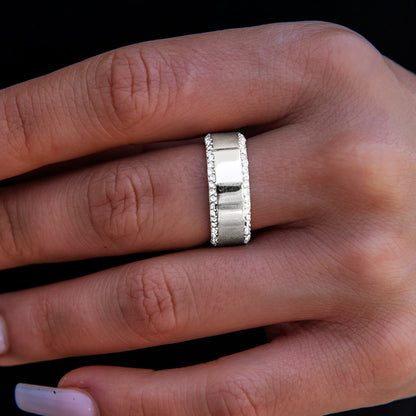 Diamond Edge Ring in White Gold
