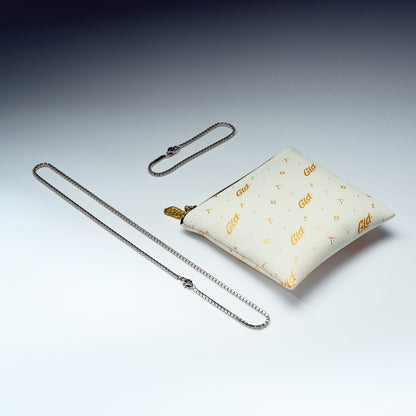 Complete Mini Tennis Essential Set - Adjustable Necklace + Bracelet with GLD Pouch in White Gold - Perfect Gift Set