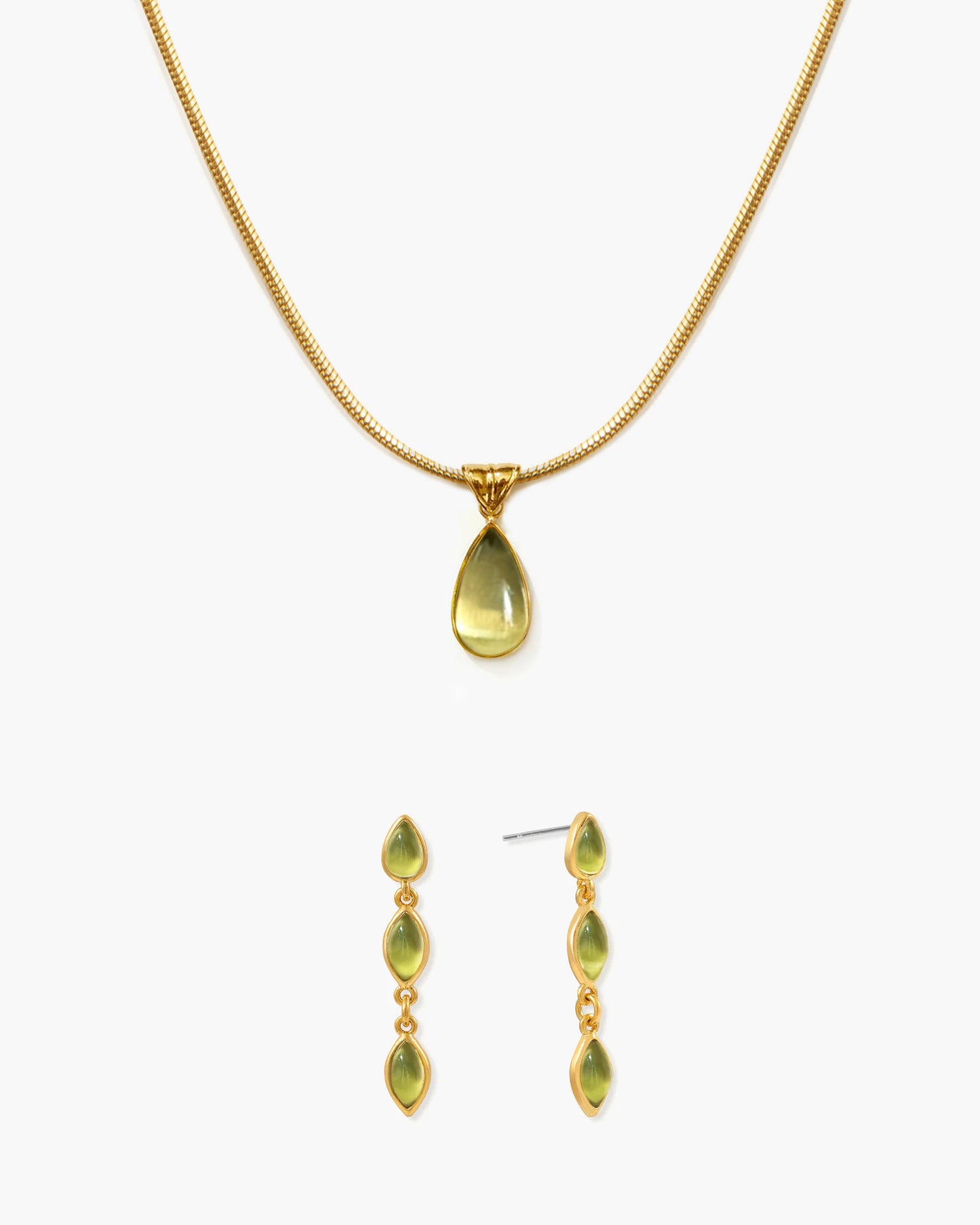 Waterdrop Necklace & Olive Marquise Earrings Set