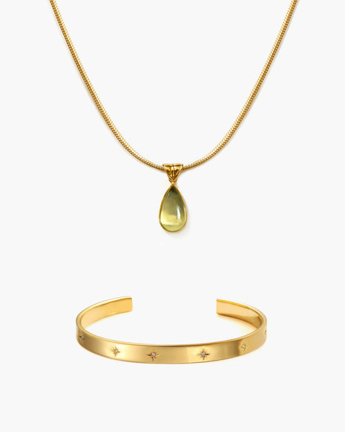 Waterdrop Necklace & Sunset Boulevard Bangle Set