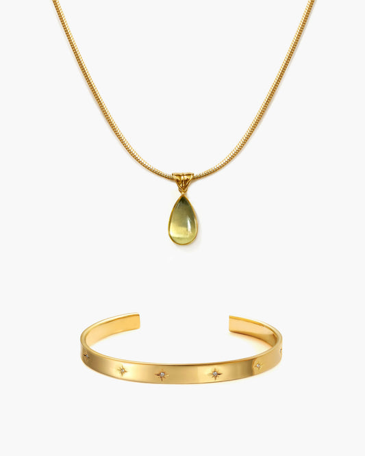Waterdrop Necklace & Sunset Boulevard Bangle Set
