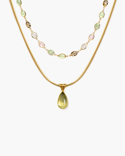 Waterdrop & Whimsical Romance Stone Necklace Set in Silver