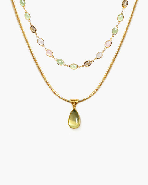 Waterdrop & Whimsical Romance Stone Necklace Set