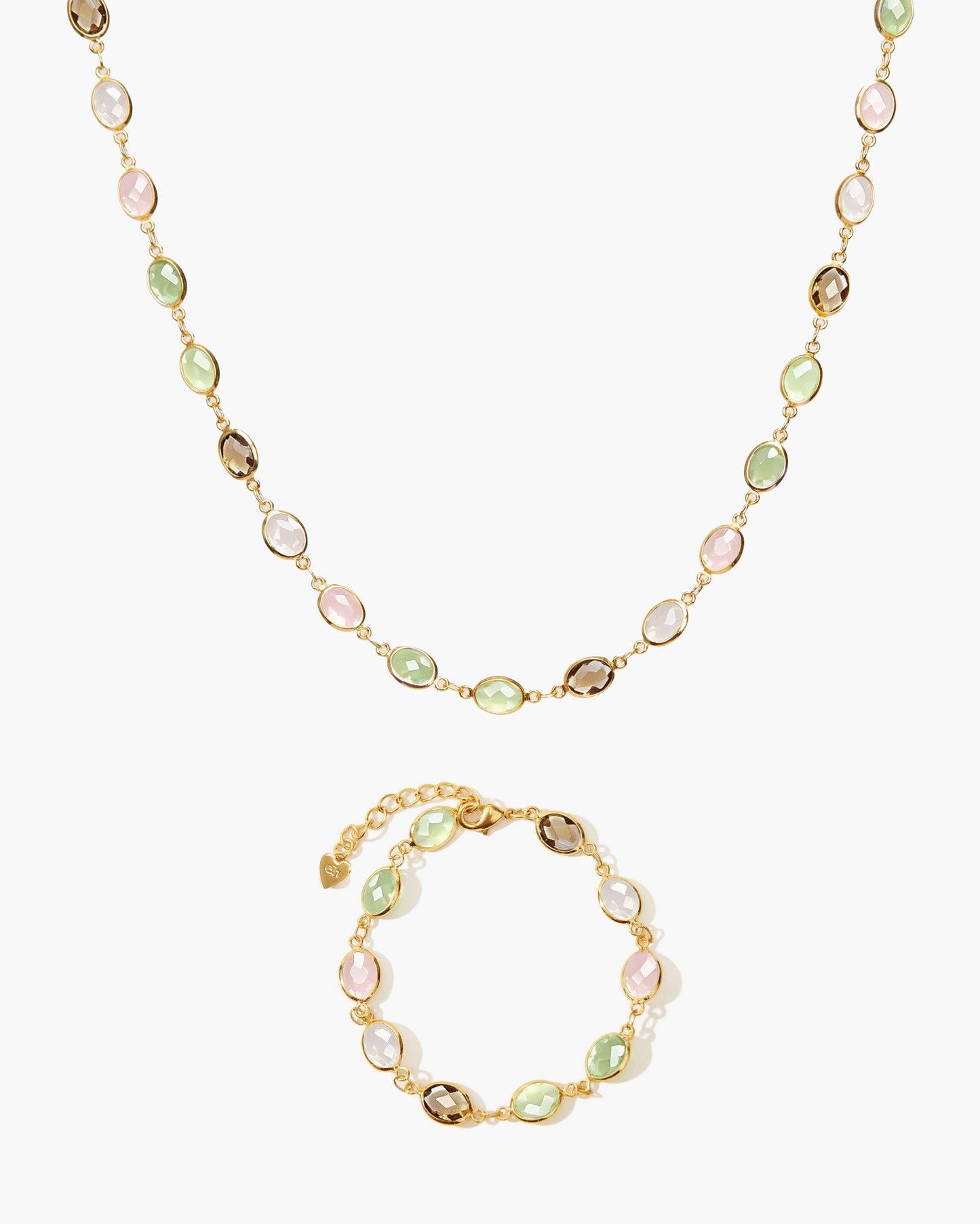 Whimsical Romance Stone Necklace and Bracelet Set