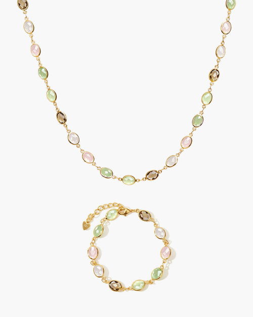 Whimsical Romance Stone Necklace and Bracelet Set