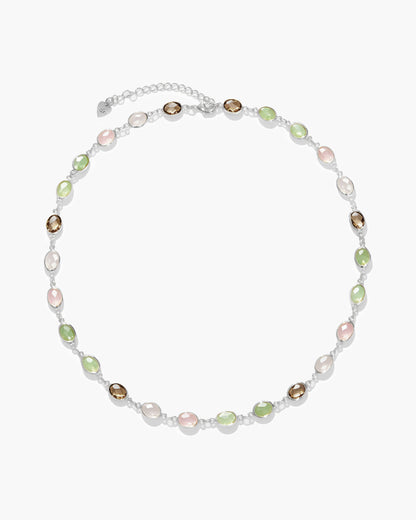 Whimsical Romance Stone Necklace in Silver