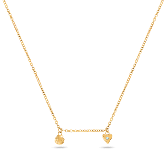 Written In The Sand Mini Charm Necklace (Gold)