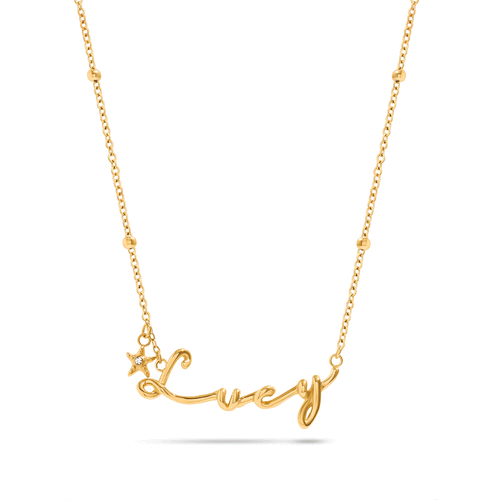 Written In The Sand Charm Name Necklace (Gold)