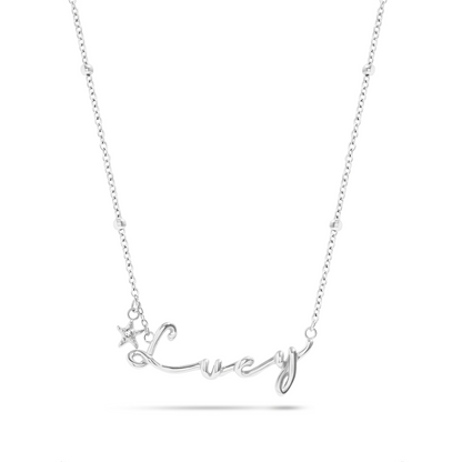Written In The Sand Charm Name Necklace (Silver)