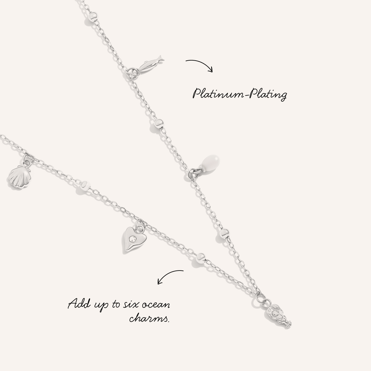 Written In The Sand Mini Charm Necklace (Silver)