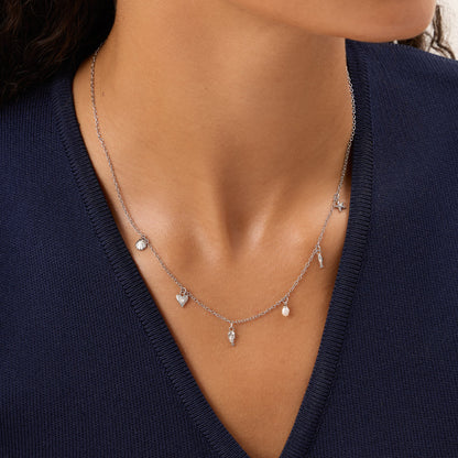 Written In The Sand Mini Charm Necklace (Silver)