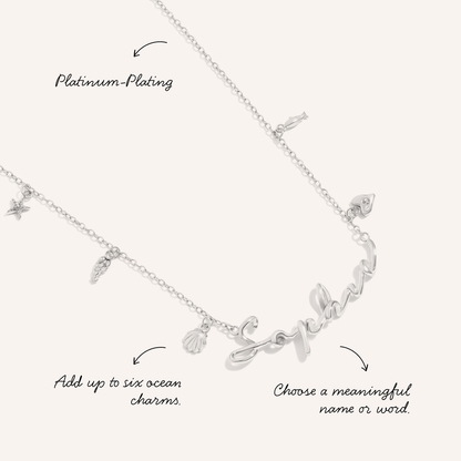 Written In The Sand Charm Name Necklace (Silver)