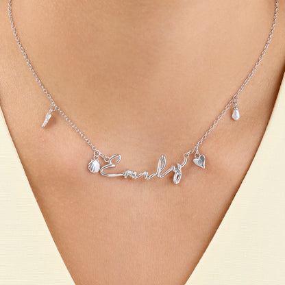 Written In The Sand Charm Name Necklace (Silver)