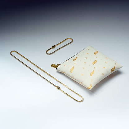 Complete Mini Tennis Essential Set - Adjustable Necklace + Bracelet with GLD Pouch in White or Yellow Gold - Perfect Gift Set