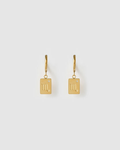 Zodiac Gold Tag Earrings
