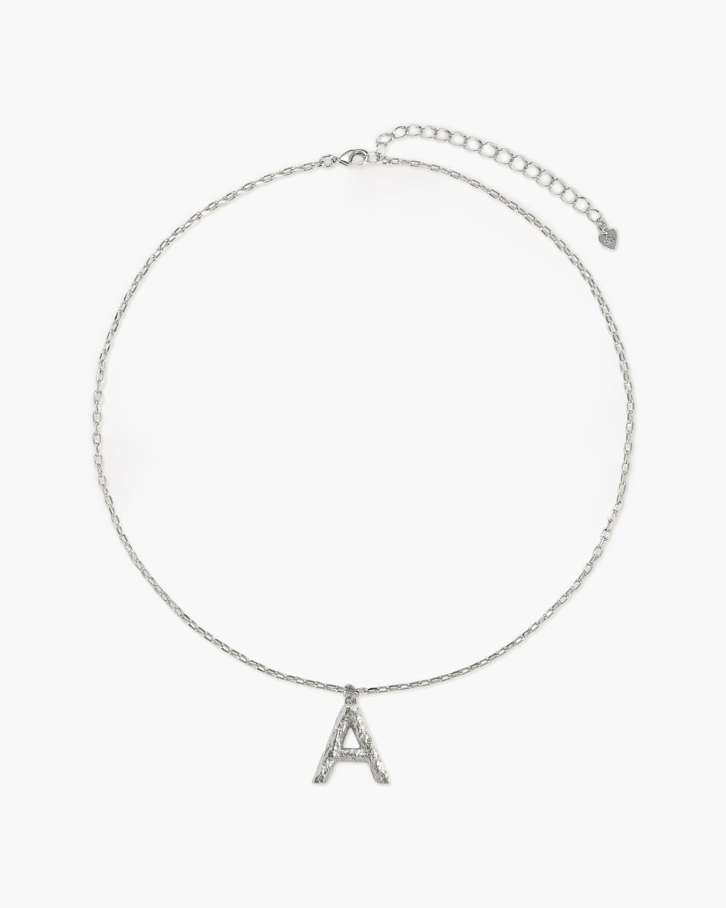 Textured Initial Letter Necklace in Silver