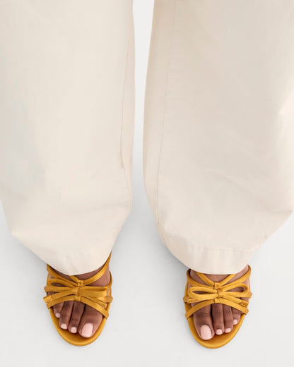 The Bow Sandal | Golden Sun Satin