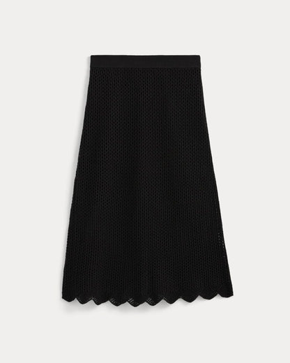 Lace-Knit Midi Skirt | Black