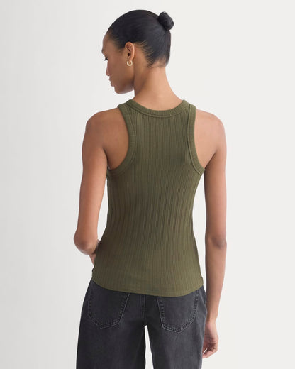 Racerback Tank in Pointelle | Olive Night