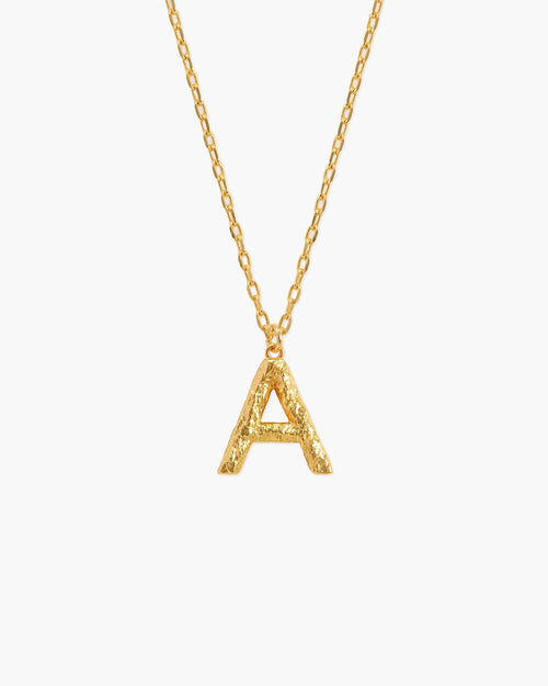 Textured Initial Letter Necklace