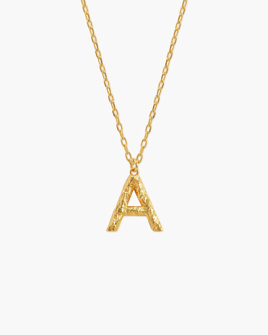 Textured Initial Letter Necklace