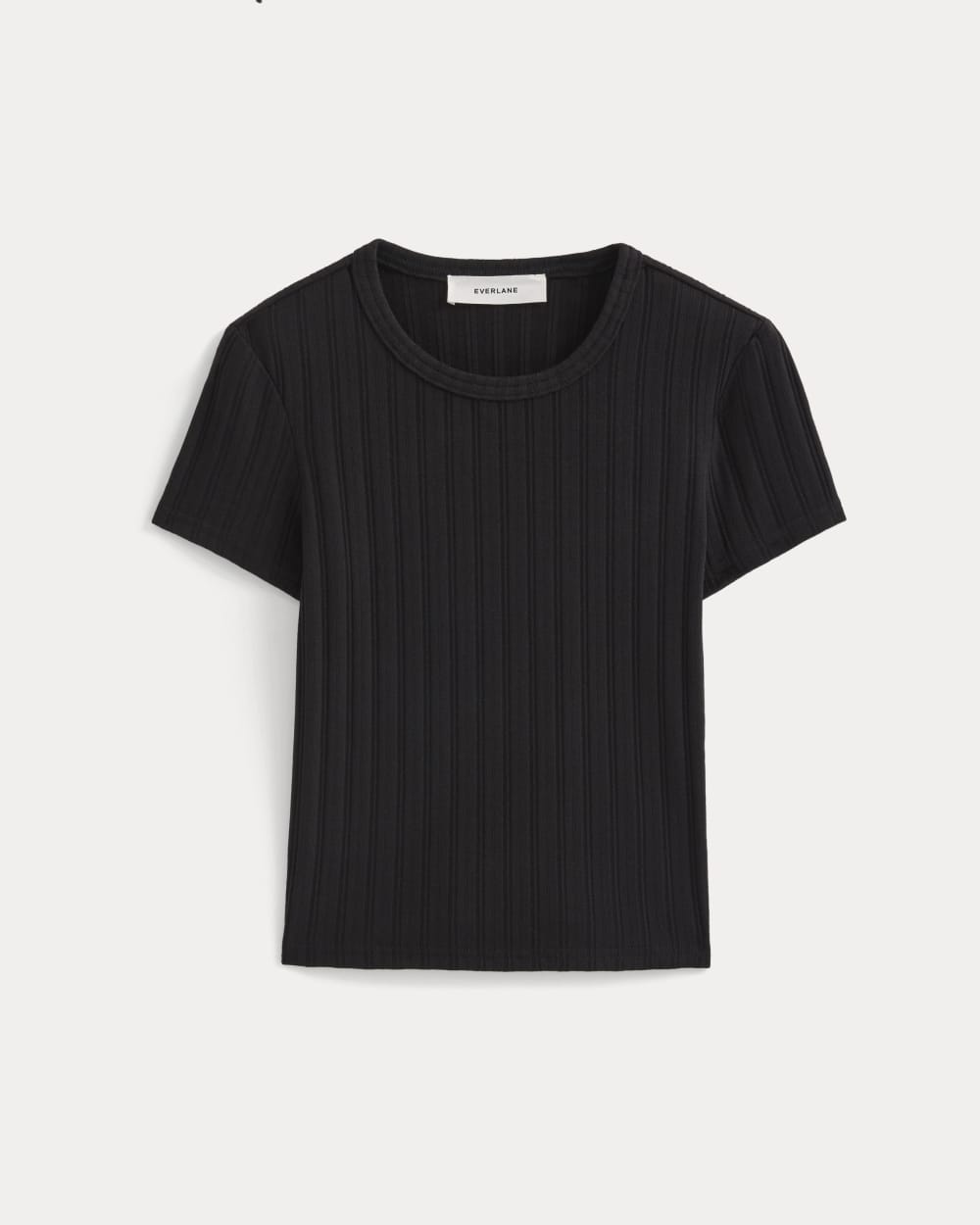 Cropped Crew in Pointelle | Black