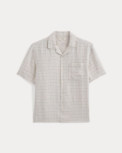Linen Resort Shirt | Bone Plaid