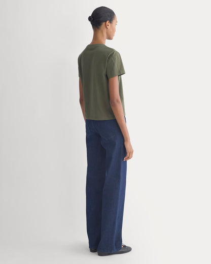 The Box-Cut Tee in Essential Cotton | Olive Night | No Pocket