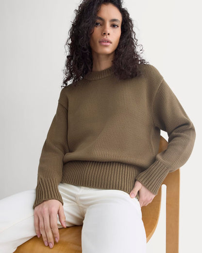 Oversized Cocoon Crew in Elevated Cotton | Beech