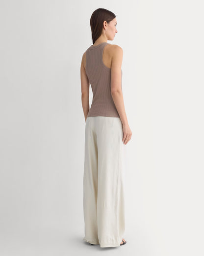Racerback Tank in Pointelle | Heathered Chocolate Chip