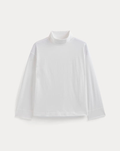 Slouchy Turtleneck In Essential Cotton | White