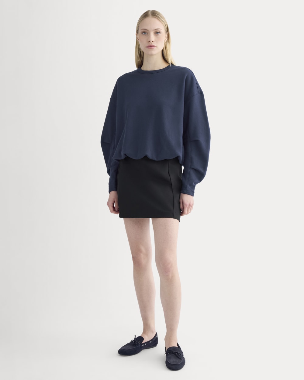 Lightweight Terry Bubble Sweatshirt | Navy