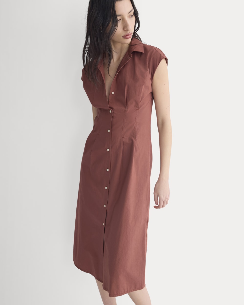 Muscle Shirtdress in Lightweight Cotton | Henna Red