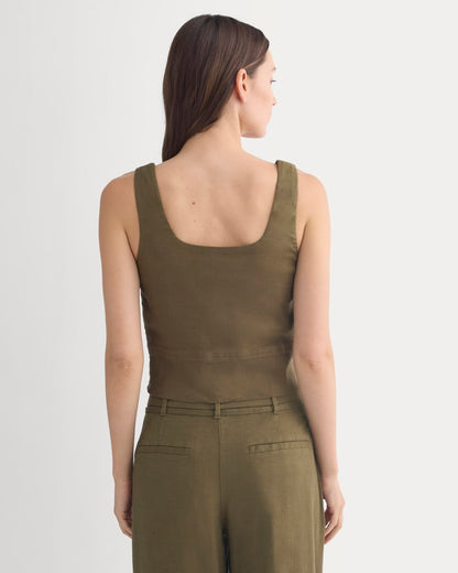Square Tank in Stretch Linen | Beech
