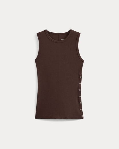 Luxe Rib Side Snap Tank | Coffee Bean