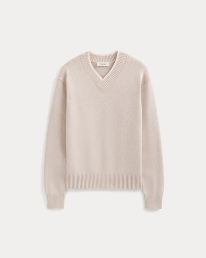 Relaxed V-Neck Sweater in Everyday Cotton | Heathered Oat