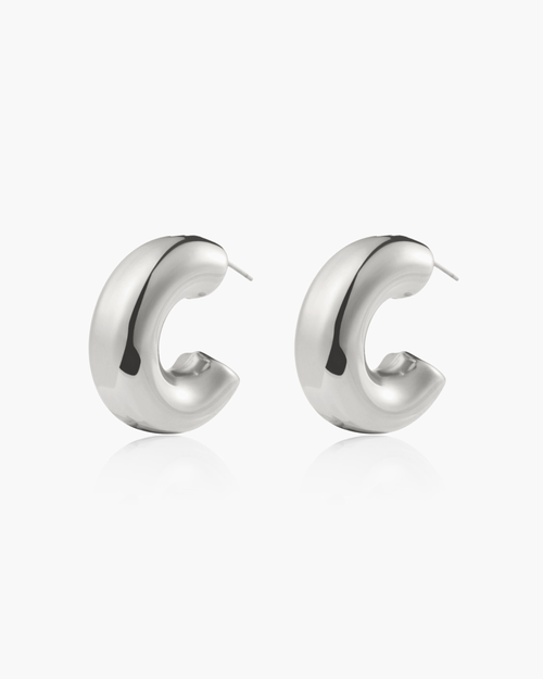 Chunky Hoop Earrings in Silver