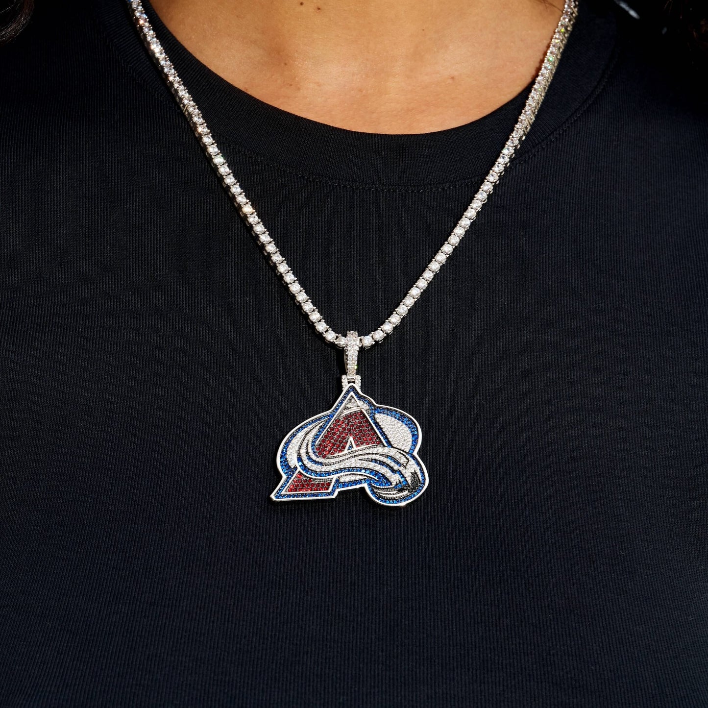 Colorado Avalanche Official NHL Logo Pendant in White Gold