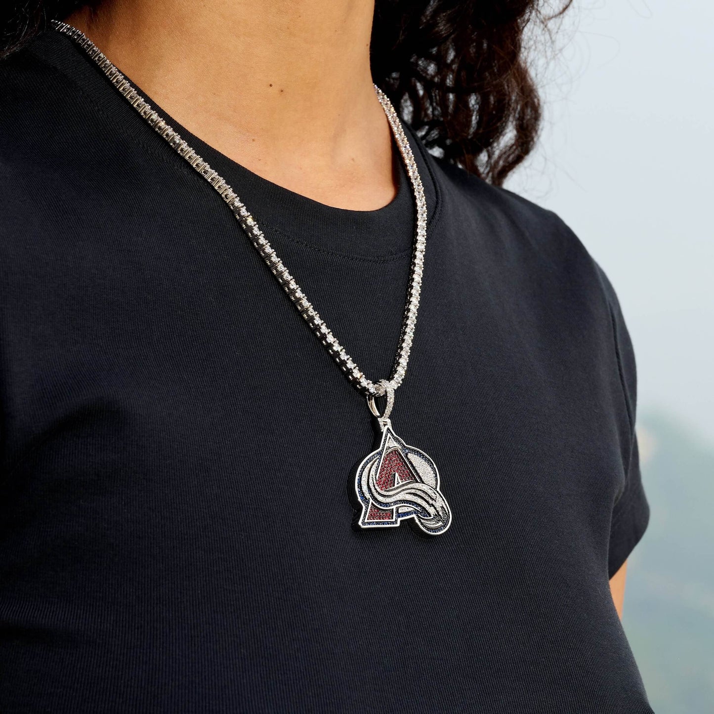Colorado Avalanche Official NHL Logo Pendant in White Gold