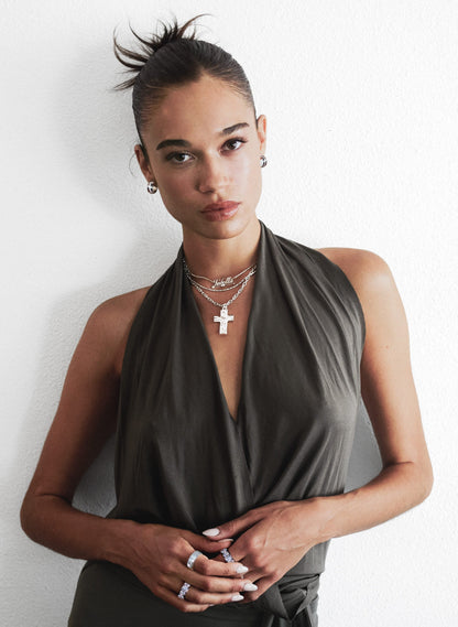 Icon Cross Necklace in Silver