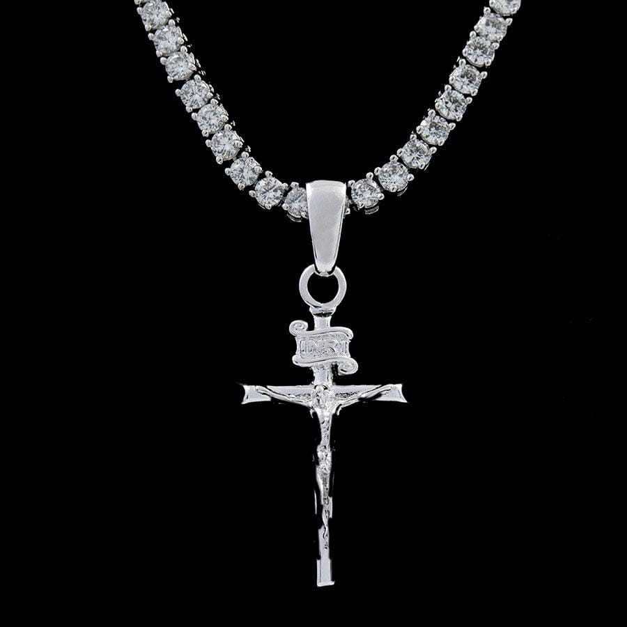 Crucifix Cross Pendant in White Gold