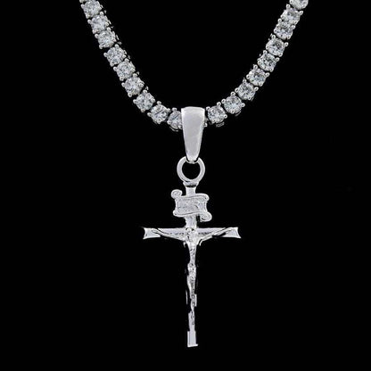 Crucifix Cross Pendant in White Gold