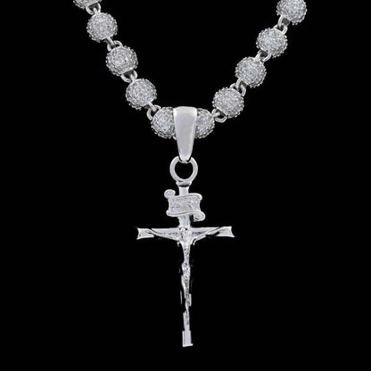 Crucifix Cross Pendant in White Gold